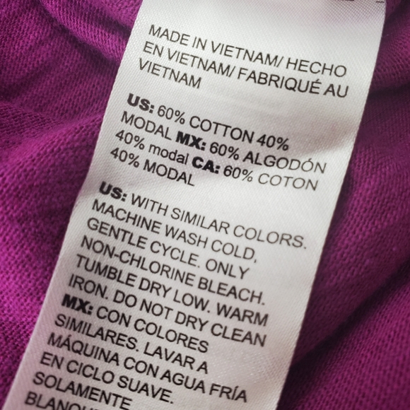 CHICO'S Ultimate Tee Tunic Top 3/4 Sleeve Purple Sz 3 XL High Low Hem - Picture 5 of 5